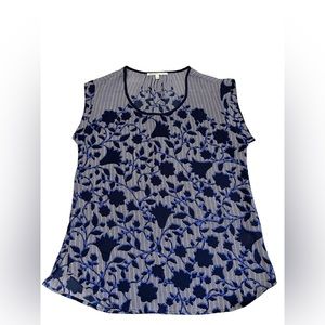 Daniel Rainn stitch fix top size S blouse blue and navy workwear short sleeve